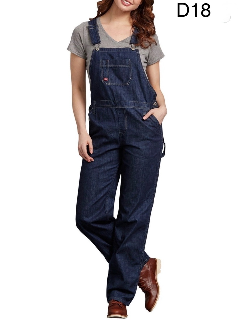 Dickies Dark Blue Denim Women’s Overalls, Size Small